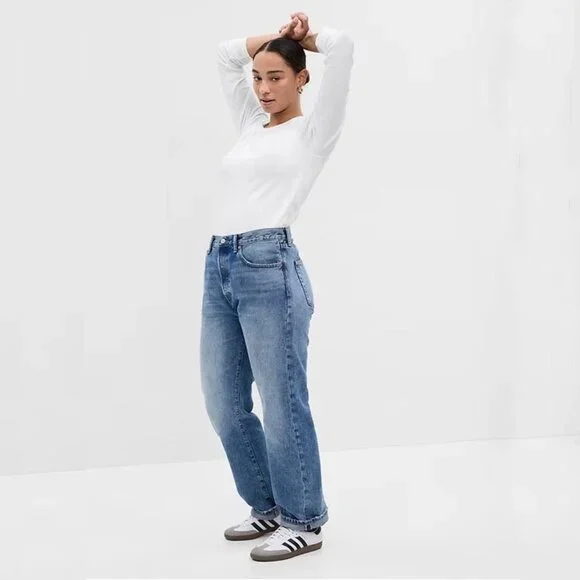 2/$30 GAP Long Sleeve Modern Crew Neck T-Shirt Fresh White XXS #A1145 - Picture 4 of 13